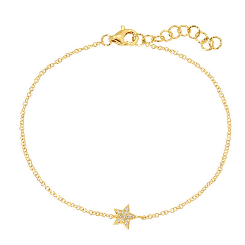 D0.03CT 14KY PAVE MINI STAR BRACELET - C'SANTOS