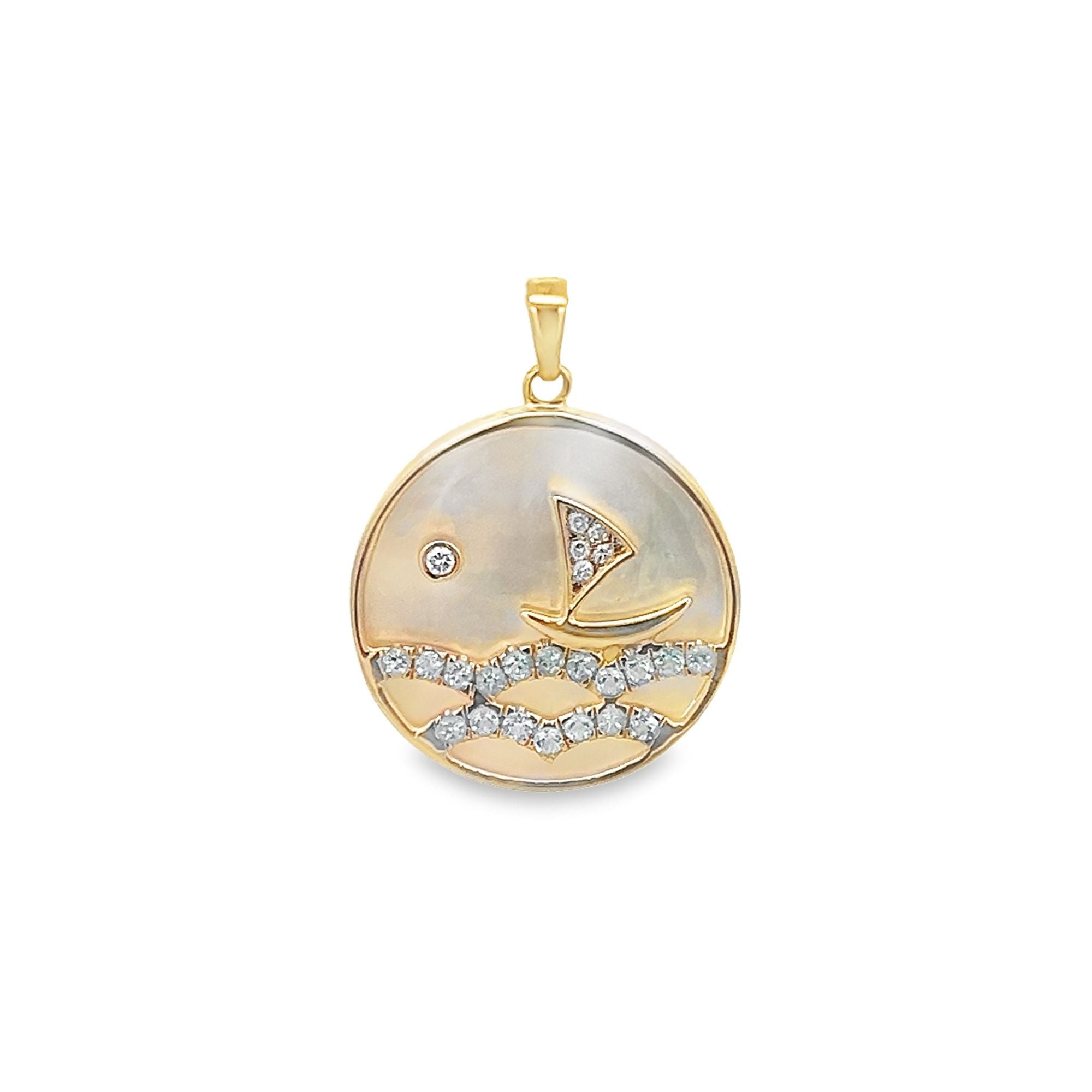 D0.04CT 14KY COIN SHIP AND SEA PENDANT BTPZ4.48CT - C'SANTOS