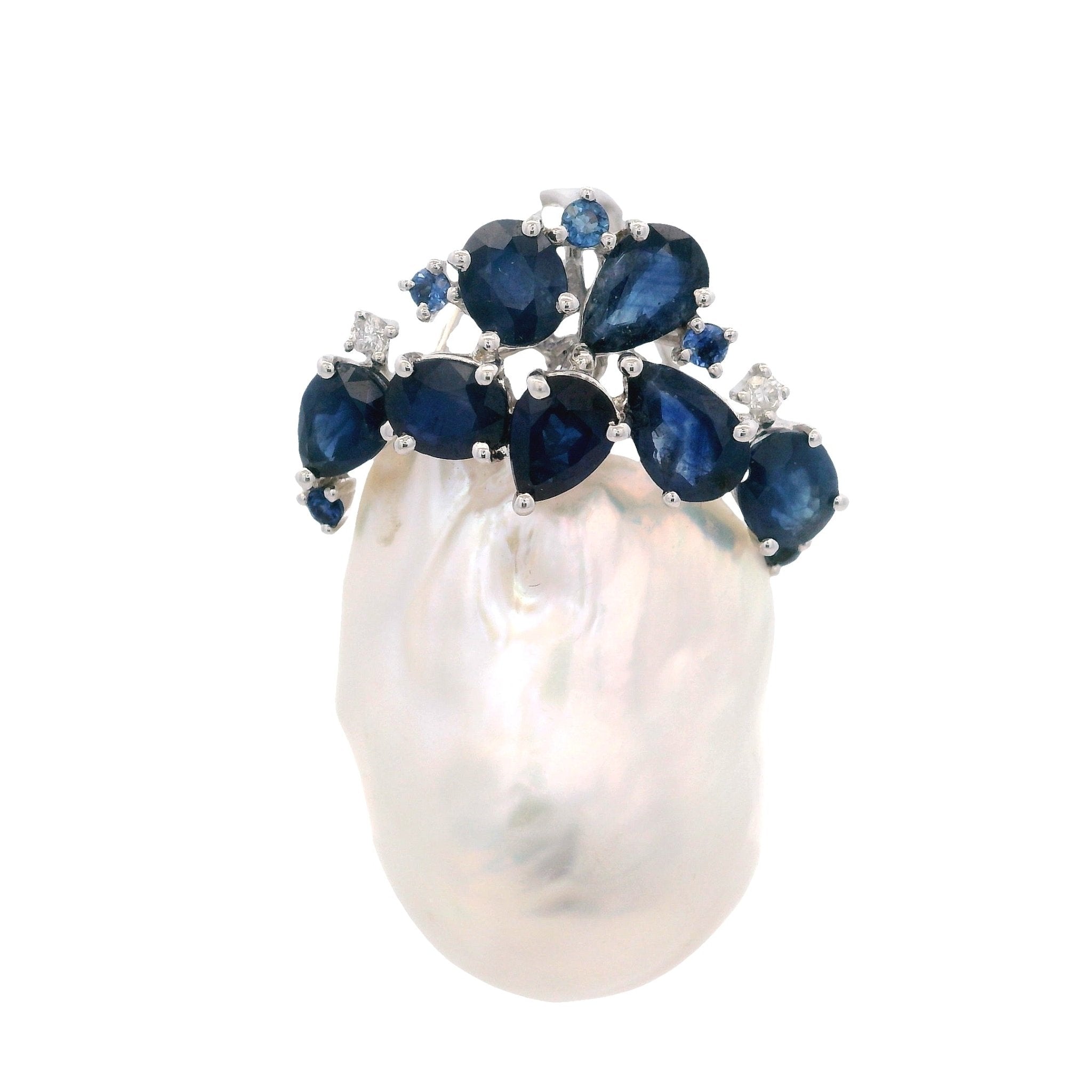 D0.04CT 18KW CLUSTER AND PEARL BARROQUE PENDANT BS3.15CT - C'SANTOS