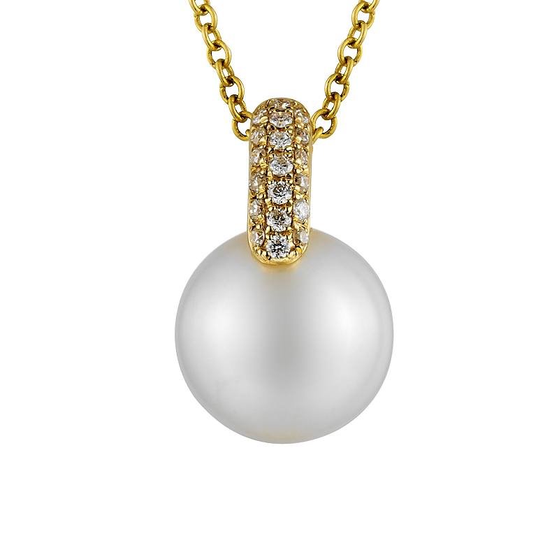 D0.06CT 14KY BAR DIAMOND NECKLACE P8.5MM - C'SANTOS