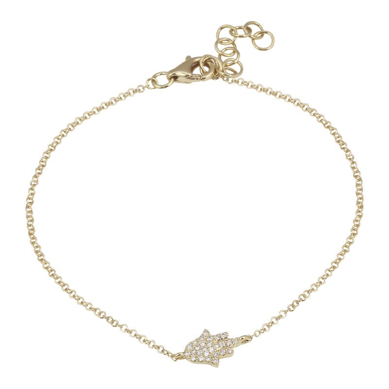 D0.06CT 14KY PAVE HAMSA BRACELET - C'SANTOS