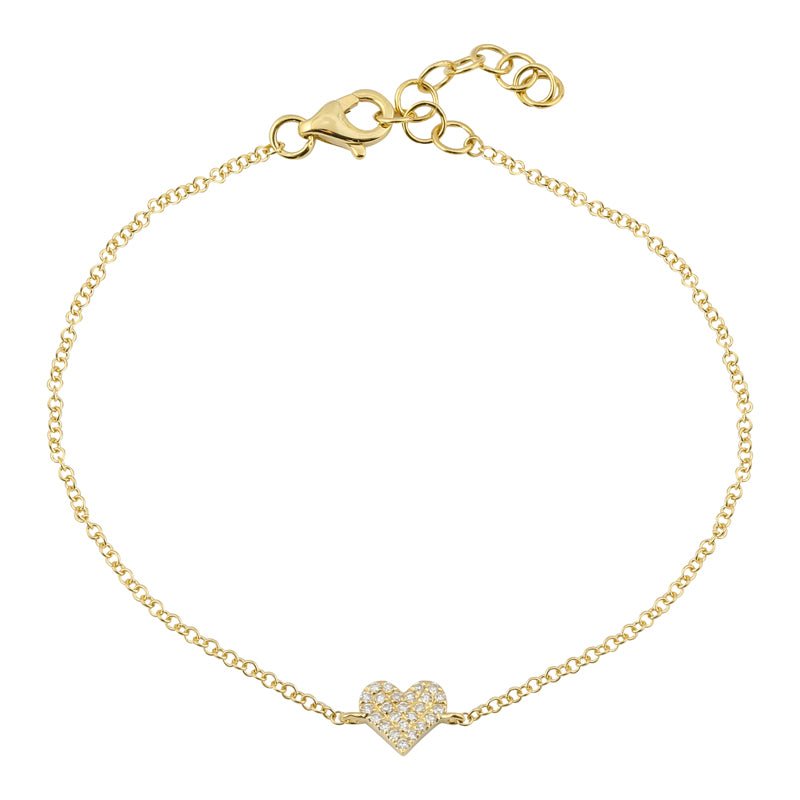 D0.07CT 14KY PAVE MINI HEART BRACELET - C'SANTOS