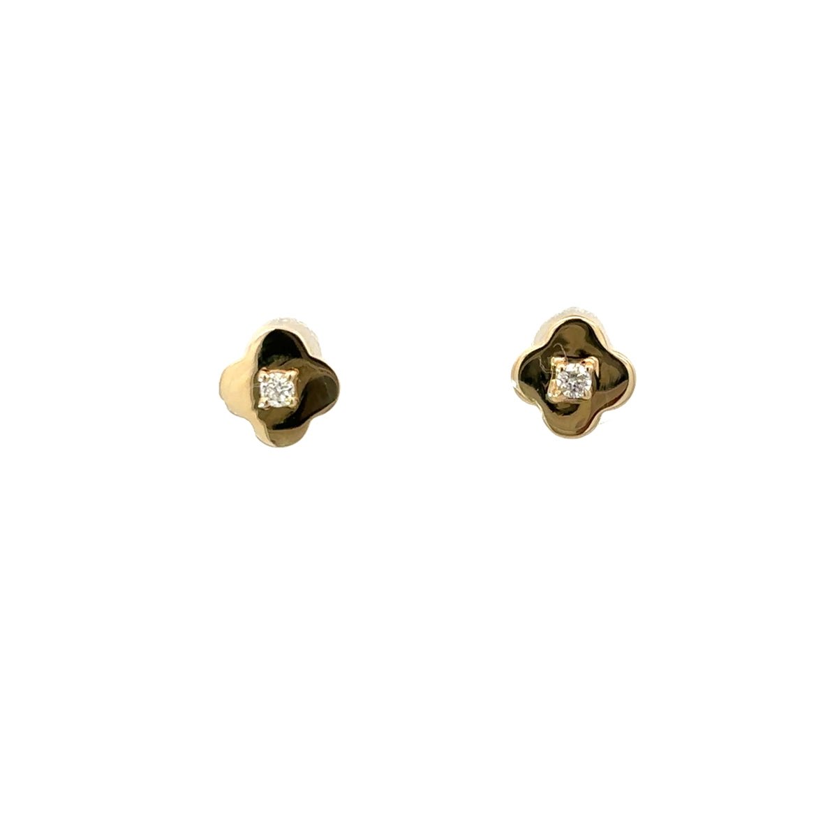 D0.08CT 14KY MINI CLOVER DIAMOND IN CENTER EARRINGS - C'SANTOS