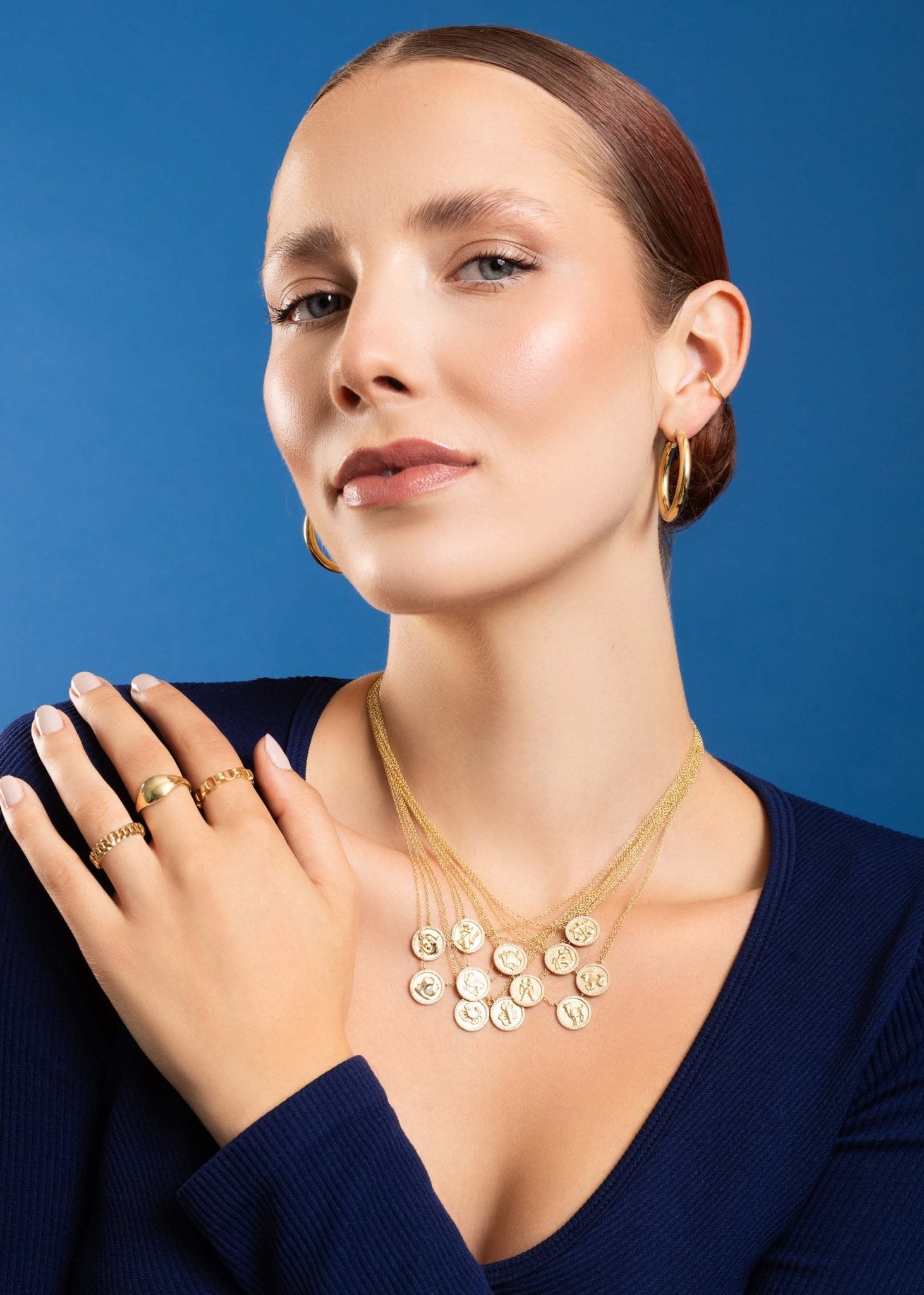 D0.08CT 14KY ZODIAC CAPRICORN NECKLACE - C'SANTOS