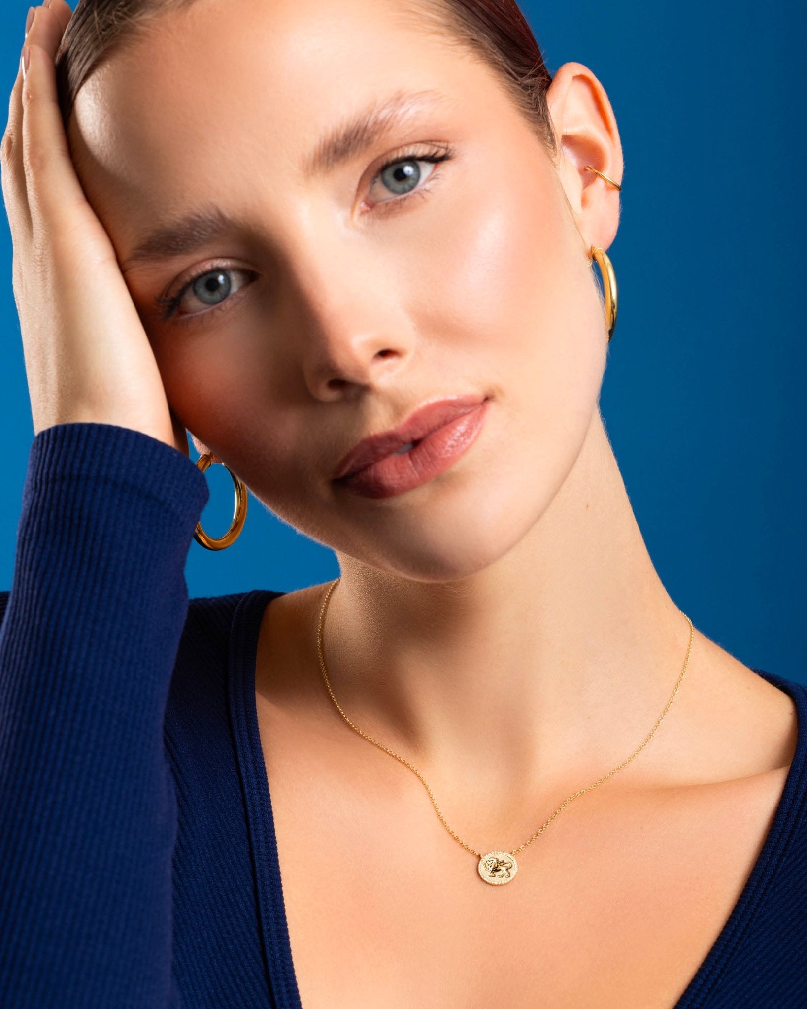 D0.08CT 14KY ZODIAC LEO NECKLACE - C'SANTOS