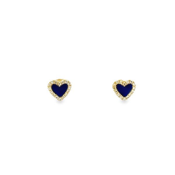 D0.09 14KY HEART LAPISLAZULI EARRINGS - C'SANTOS