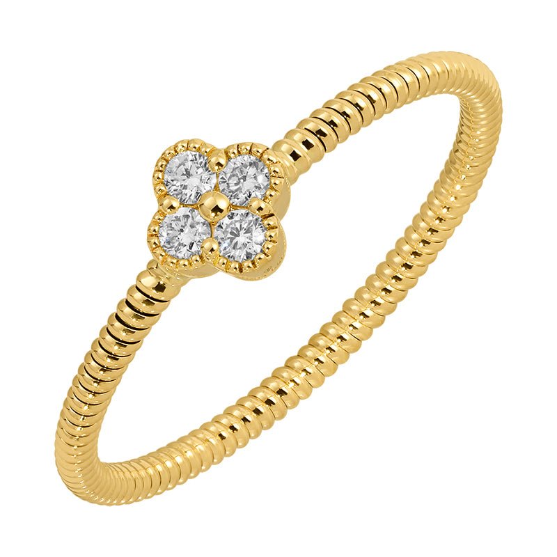 D0.09CT 14KY MINI CLOVER TEXTURE RING T6.5 - C'SANTOS