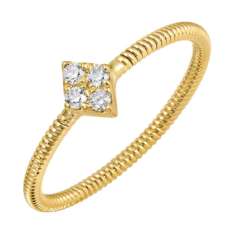 D0.09CT 14KY MINI FLOWER TEXTURE RING T6.5 - C'SANTOS