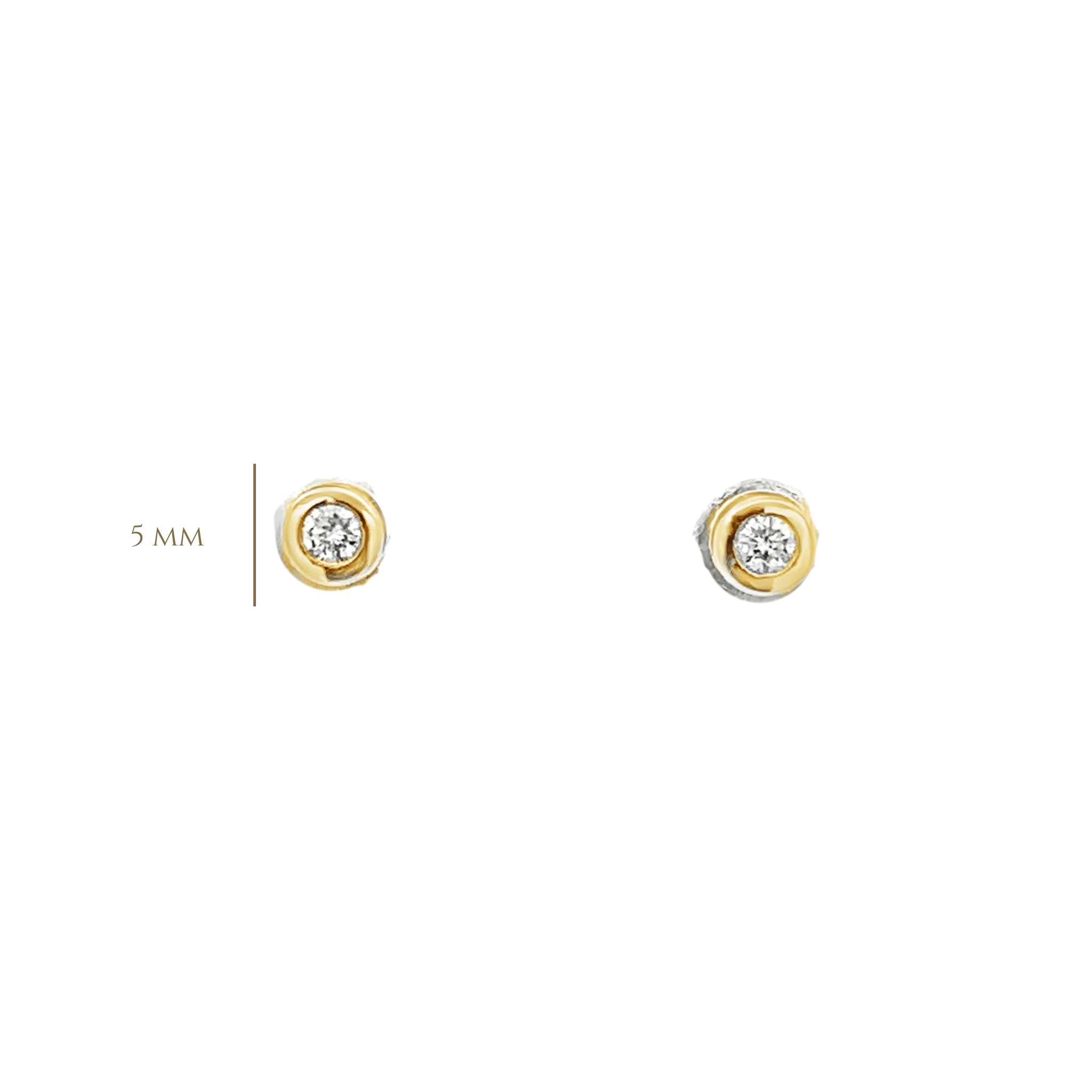 D0.10CT 14KY BEZEL SETTING ROUND DIAMOND STUDS EARRINGS - C'SANTOS