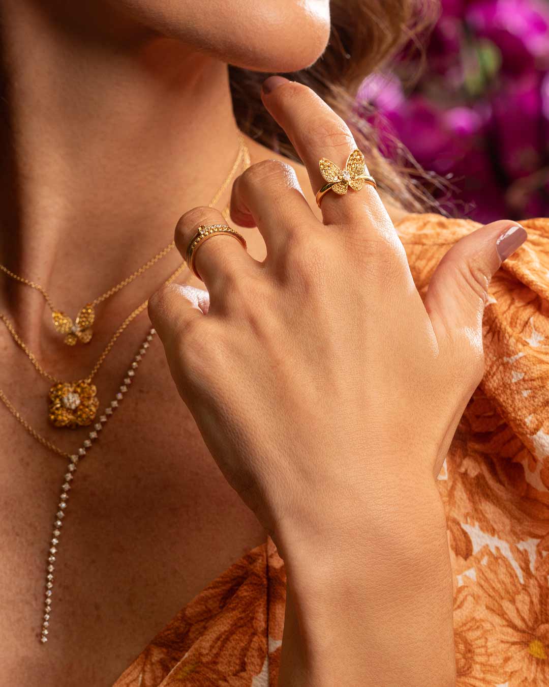 D0.10CT 18KY SM BUTTERFLY RG YELLOW SAPPH 0.88CT T7 - C'SANTOS