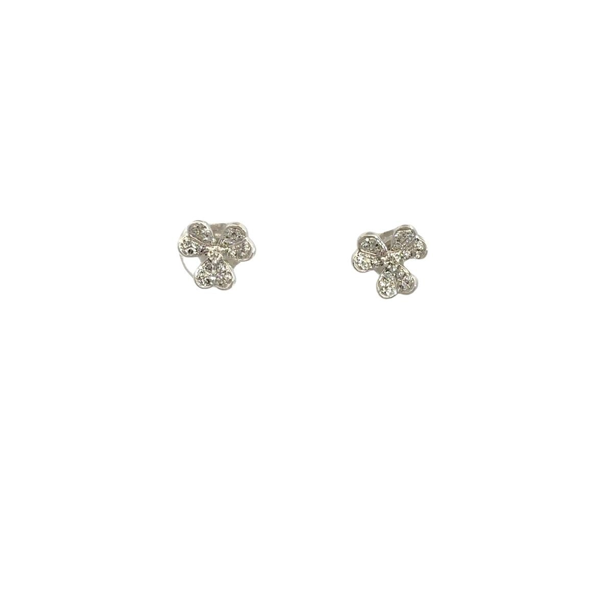 D0.11CT 14KW SMALL CLOVER HEART EARRINGS - C'SANTOS