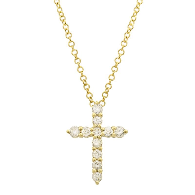 D0.11CT 14KY CROSS NECKLACE - C'SANTOS