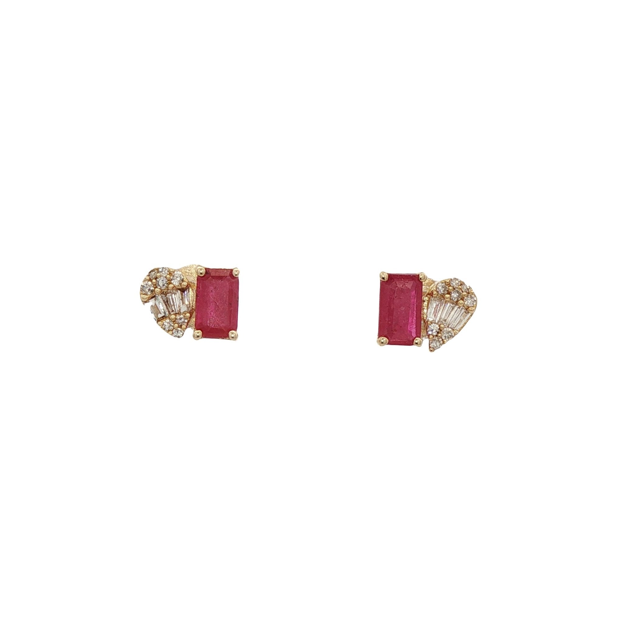 D0.11CT 14KY DROP AND BAGUETTE EARRINGS R0.85CT - C'SANTOS