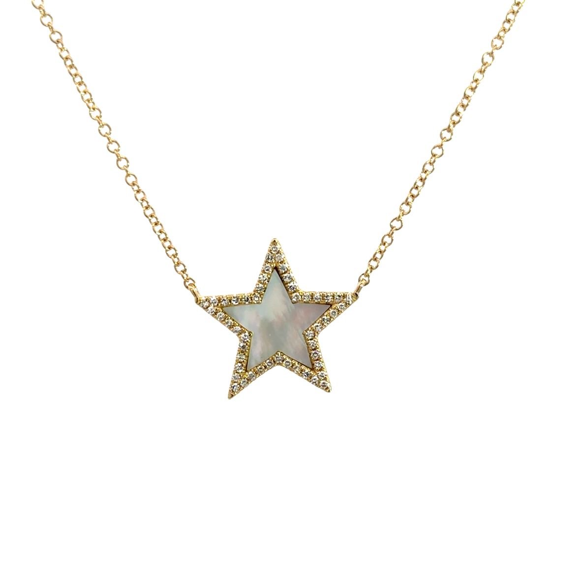 D0.11CT 14KY MEDIUN STAR NECKLACE MOP0.47CT - C'SANTOS