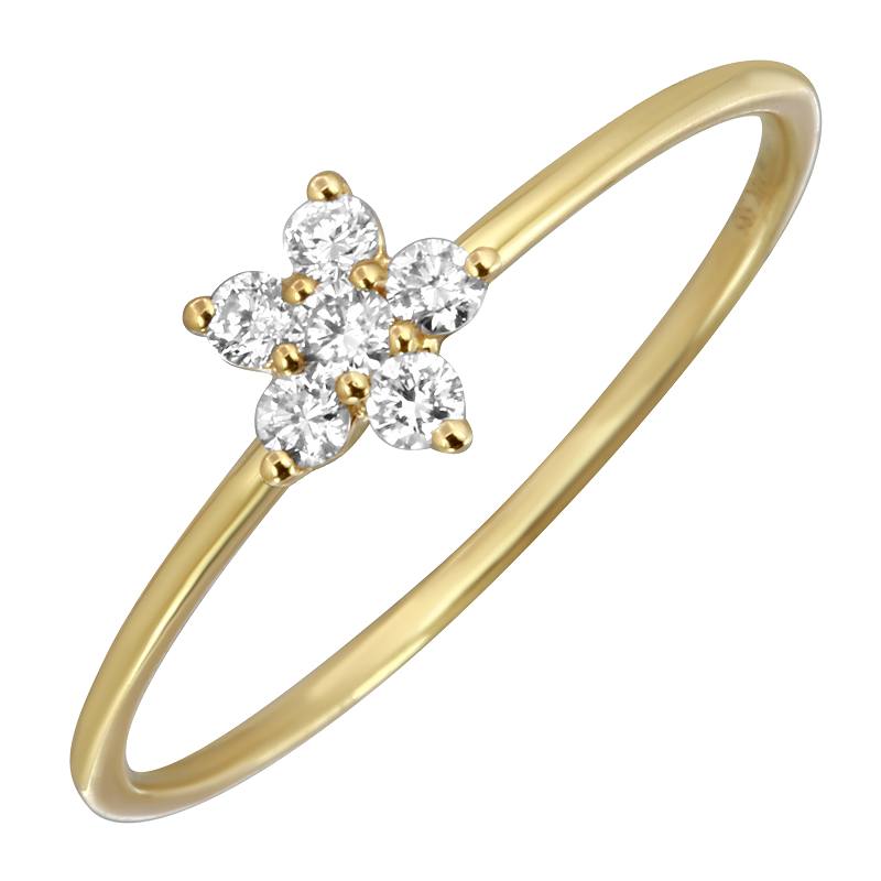 D0.11CT 14KY MINI FLOWER SEMIINFINITY RING T6.5 - C'SANTOS