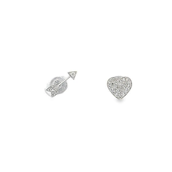 D0.12 14KW HEART ARROW DIAMOND STUD EARRING - C'SANTOS