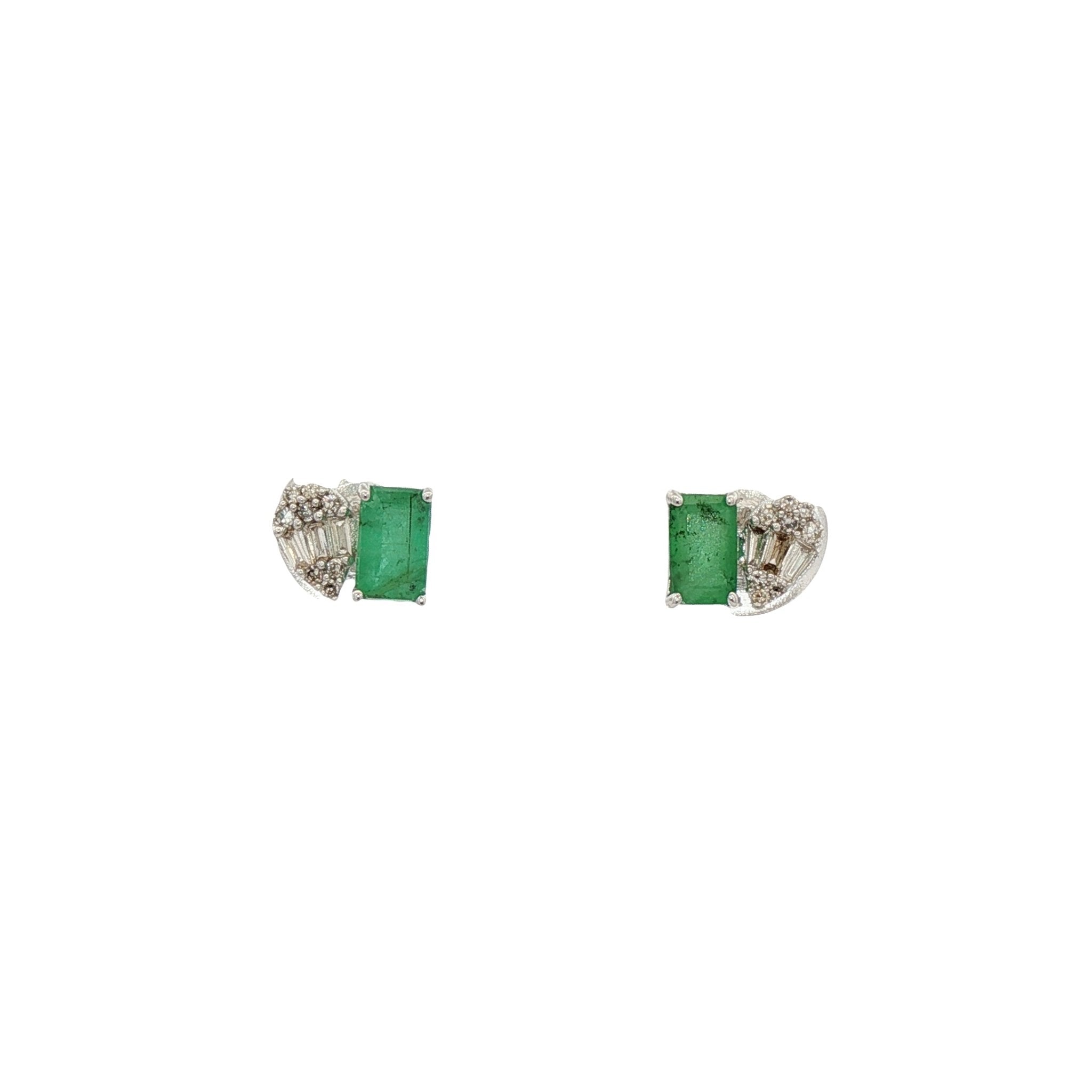 D0.12CT 14KW DROP AND BAGUETTE EARRINGS EM0.60CT - C'SANTOS