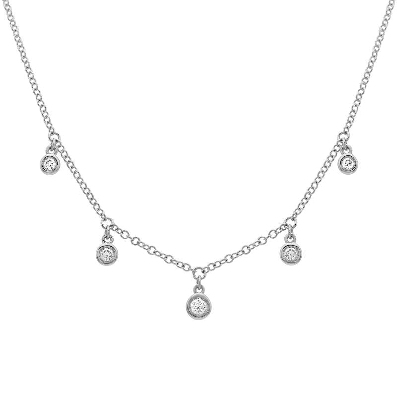 D0.12CT 14KW STATION BEZEL NECKLACE - C'SANTOS