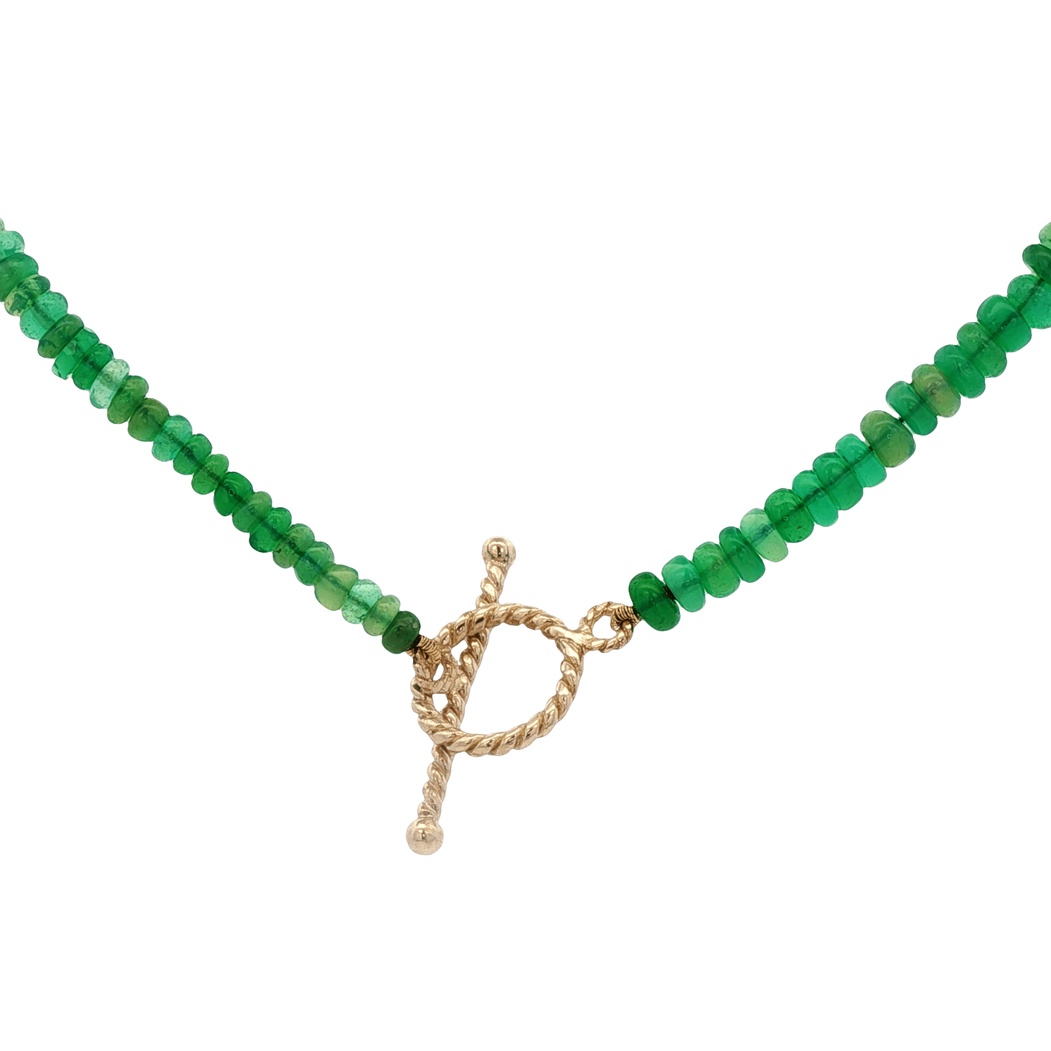 D0.12CT 14KY NECKLACE EMERALDS AND EMERALD 2CT HALO CHARM - C'SANTOS