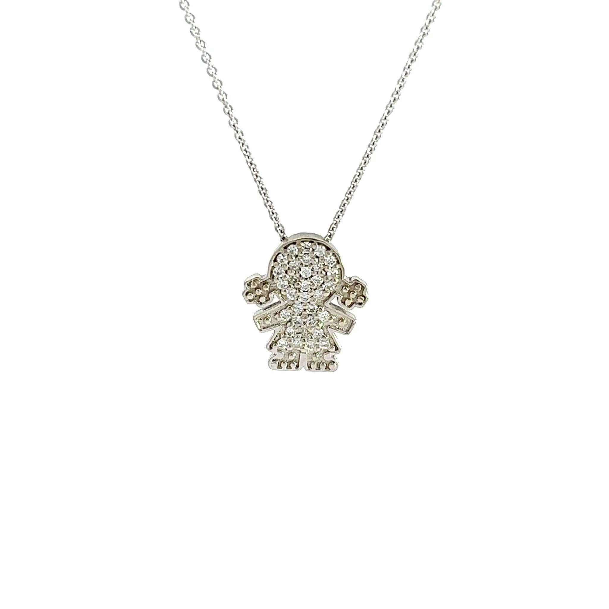 D0.15CT DIJE DE NIÑA PAVE CON DIAMANTES EN ORO BLANCO 14K - C'SANTOS