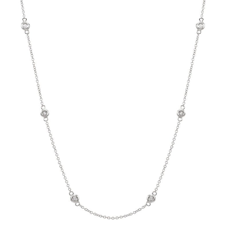 D0.17CT 14KW STATION BEZEL NECKLACE - C'SANTOS
