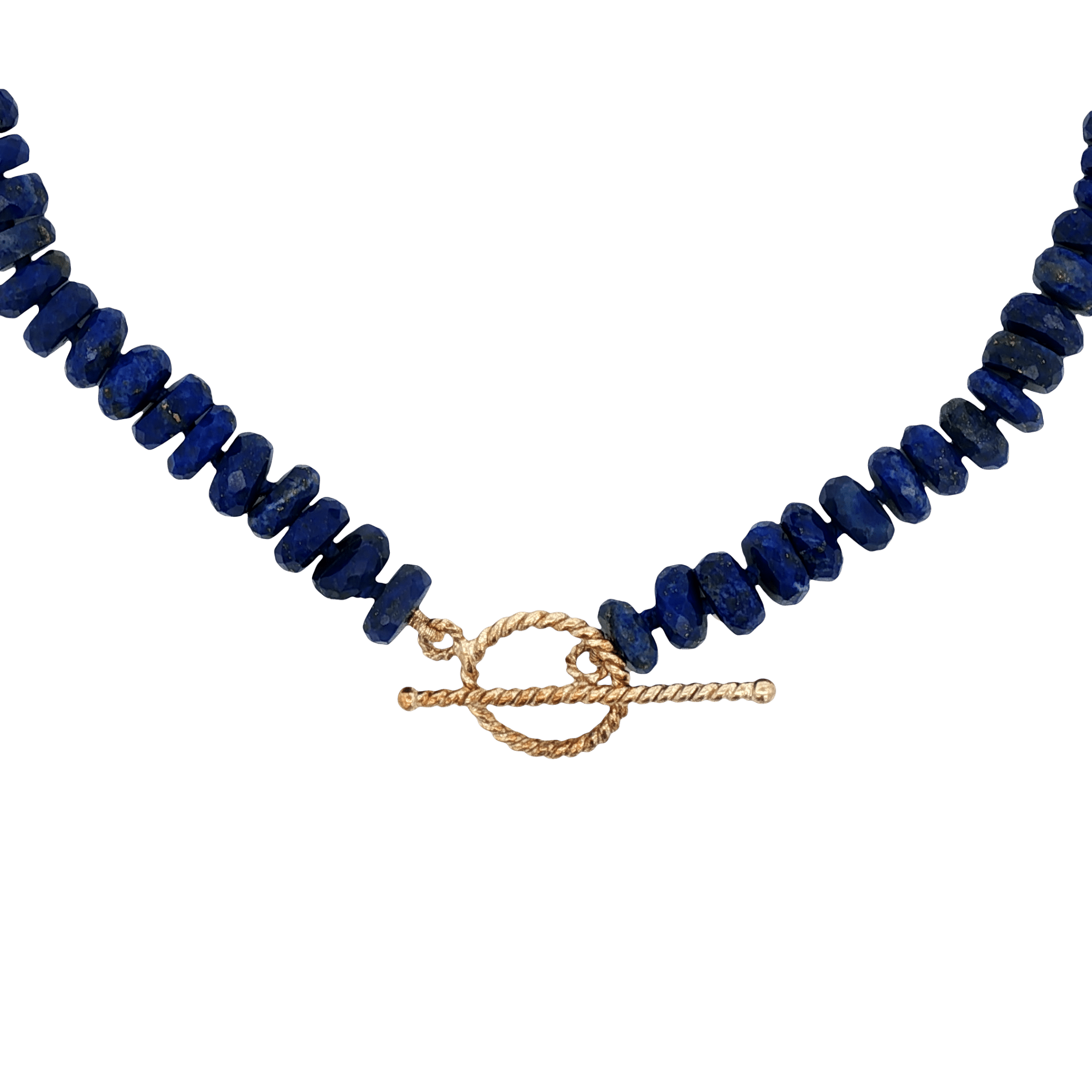 D0.17CT 14KY NECKLACE LAPISLAZULI TANZANITE CHARM 5.5CT AND BLUE SAPPHIRES HALO - C'SANTOS