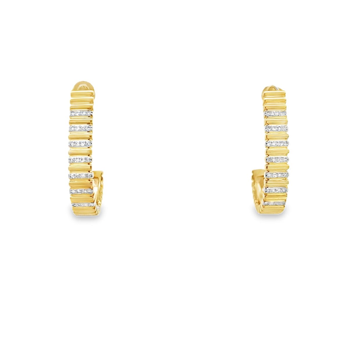 D0.17CT 14KY TEXTURE PAVE JACK EARRINGS - C'SANTOS