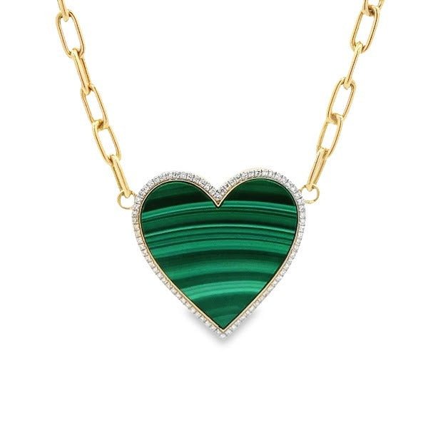 D0.18 14KY MALACHITE DIAMOND NECKALCE - C'SANTOS