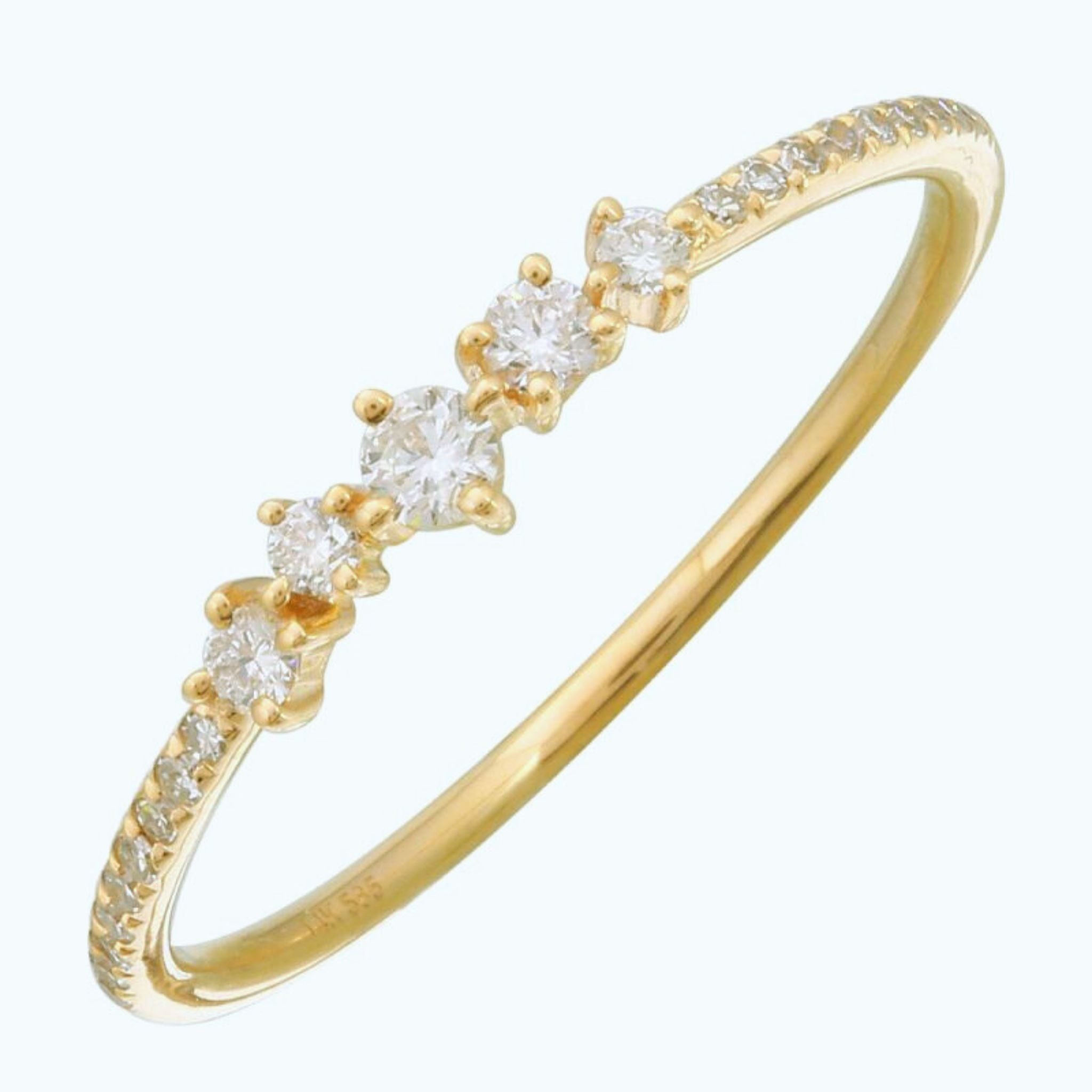 D0.18CT 14KY CLUSTER SEMINFINITY RING T6.5 - C'SANTOS