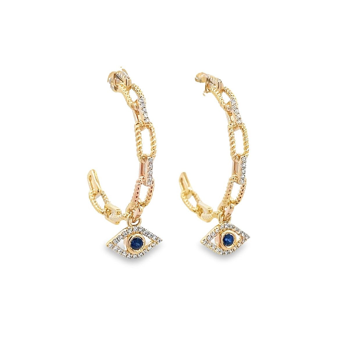 D0.18CT 14KY LINK GILT EYE EARRINGS BS0.13CT - C'SANTOS