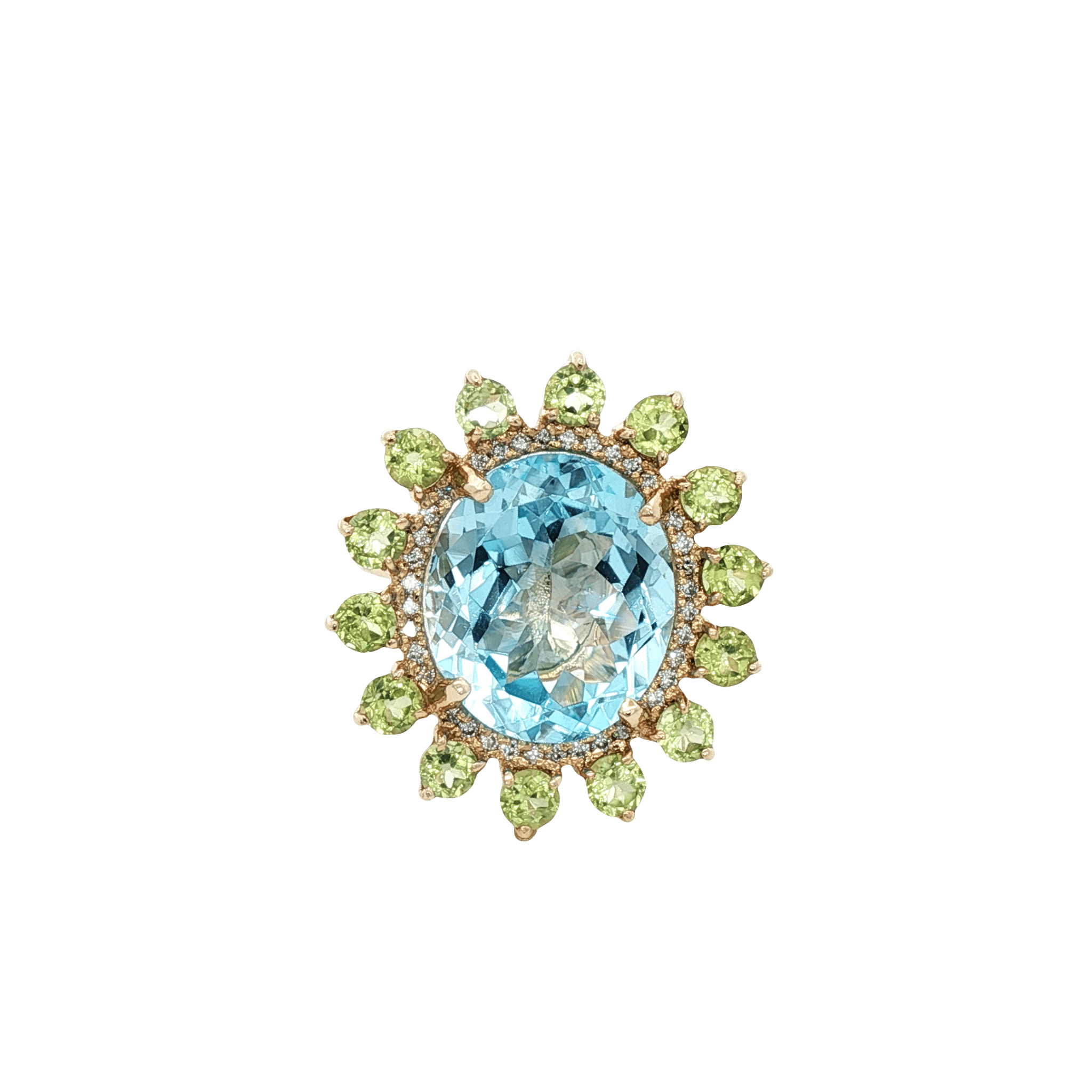 D0.18CT 14KY RING LIGHT BLUE TOPAZ 2CT AND PERIDOT T6 - C'SANTOS