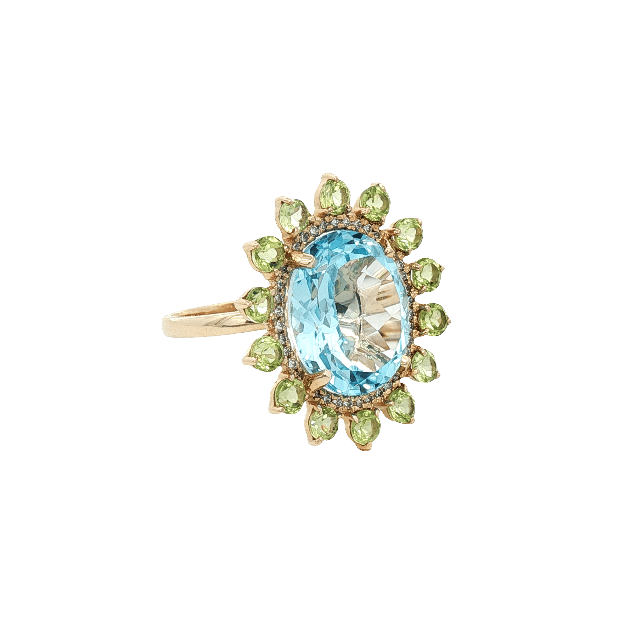D0.18CT 14KY RING LIGHT BLUE TOPAZ 2CT AND PERIDOT T6 - C'SANTOS