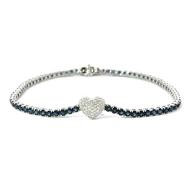 D0.20 18KW HEART SAPPHIRE 5.05CT TENNIS BRACELET - C'SANTOS