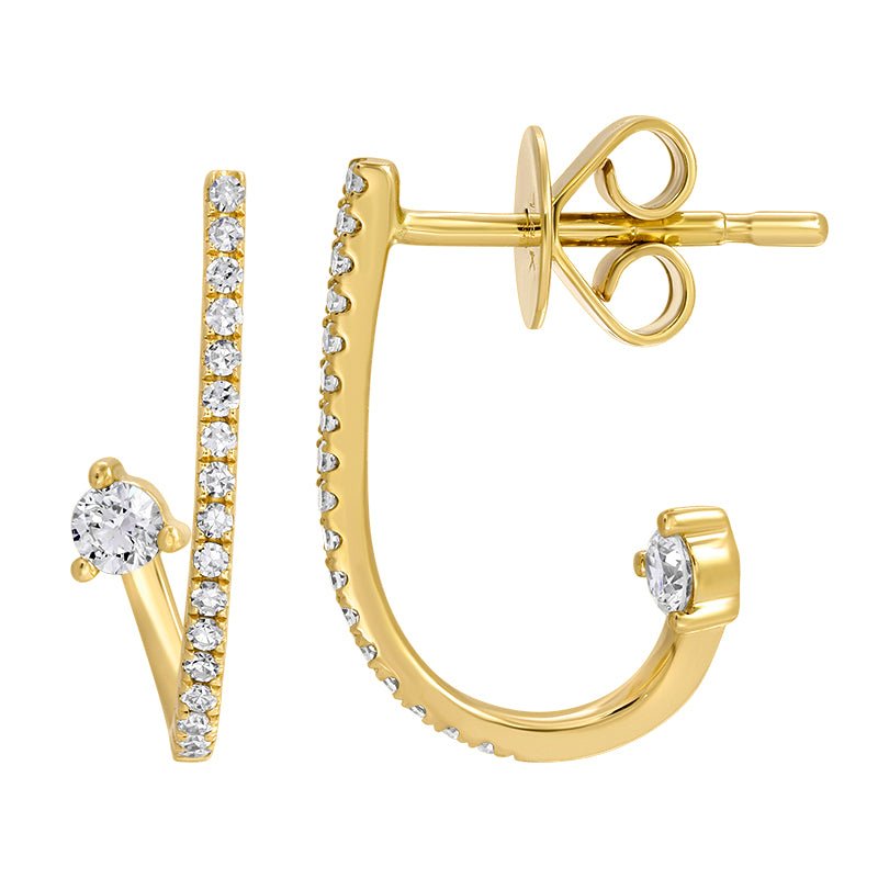 D0.20CT 14KY HOOK SEMINFINITY SOLITARY DIAMOND EARRINGS - C'SANTOS