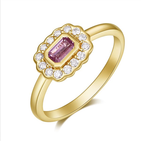 D0.20CT 14KY SQUARE HALO RING PS0.34CTT7 - C'SANTOS