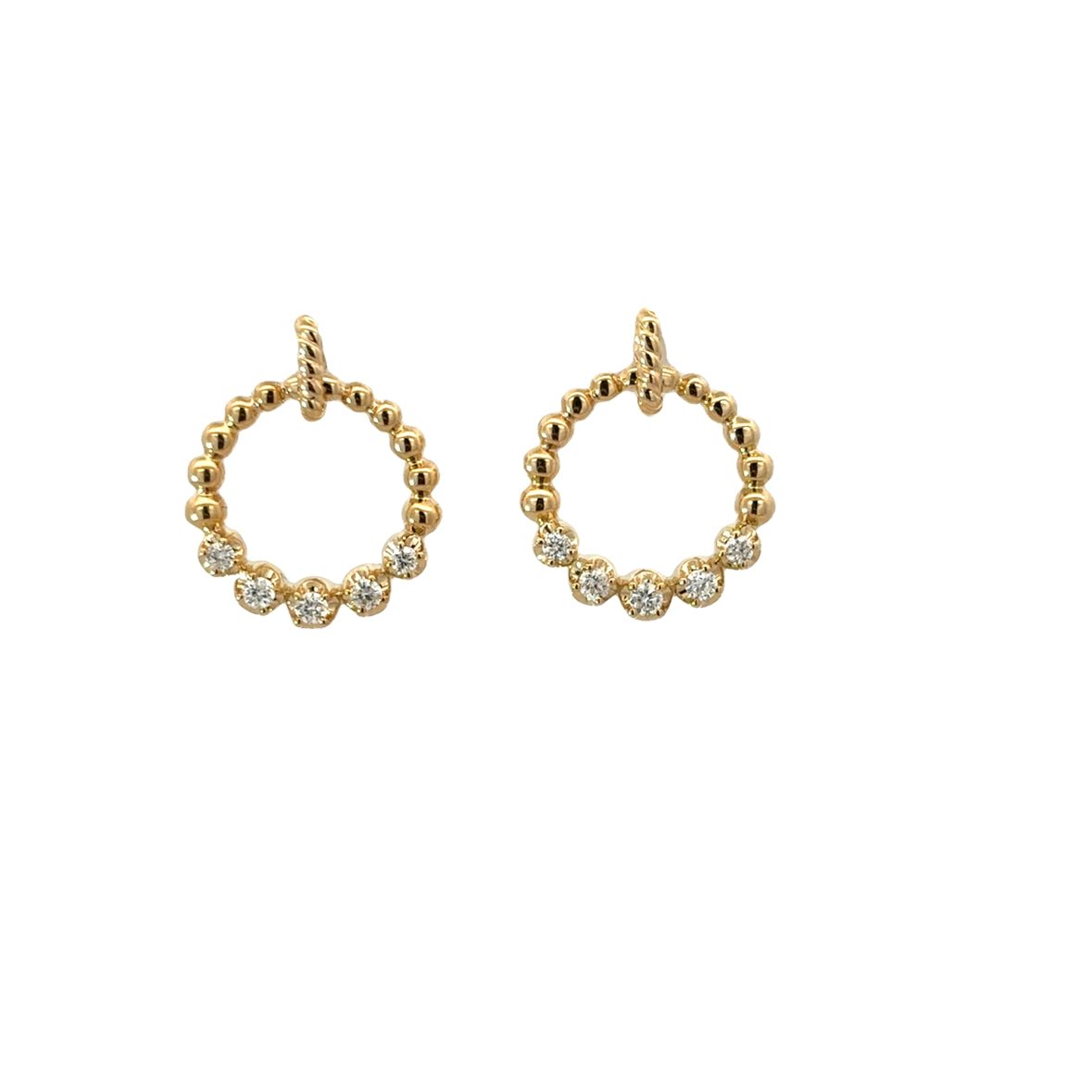 D0.23CT 14KY CIRCLE BEADS AND DIAMONDS EARRINGS - C'SANTOS