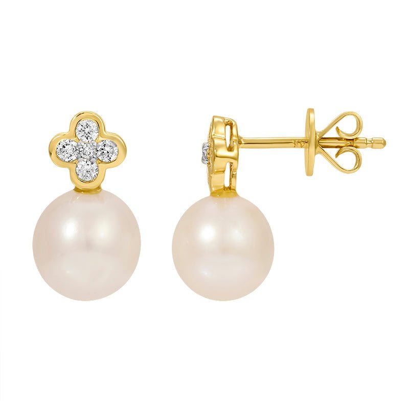 D0.23CT 14KY CLOVER BEZEL EARRINGS P7MM - C'SANTOS