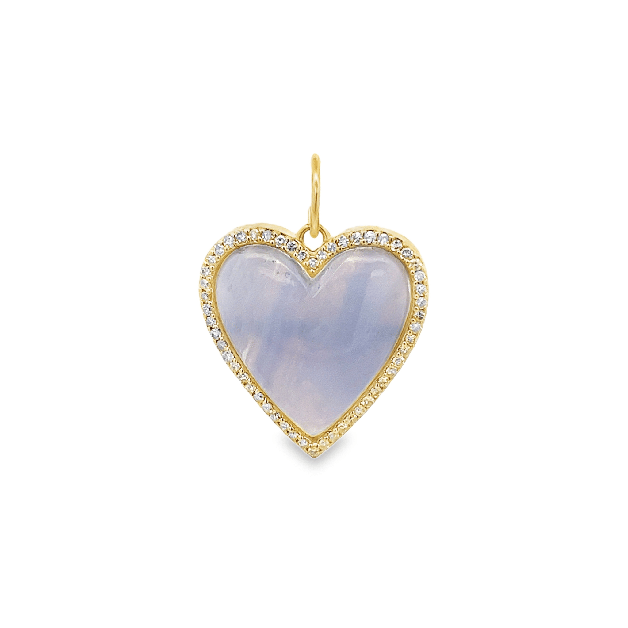 D0.30CT 14KY MEDIUM PUFFY HEART AROUND PAVE CHARM AGA9.72CT - C'SANTOS