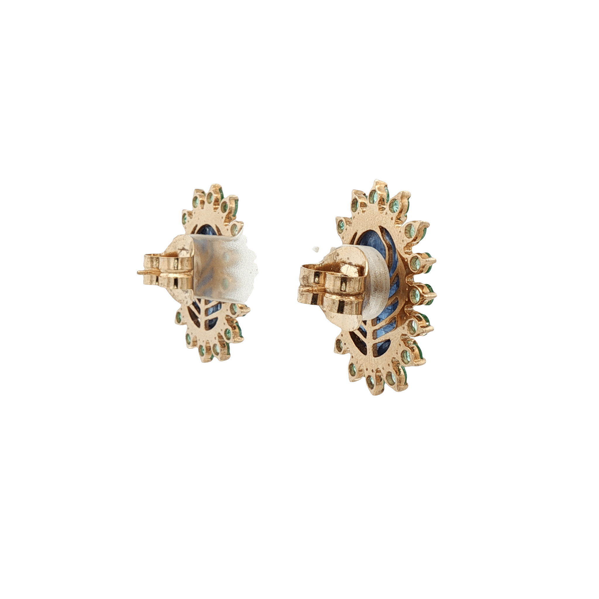 D0.31CT 14KY EARRINGS KYANITE 3.5CT AND EMERALDS - C'SANTOS