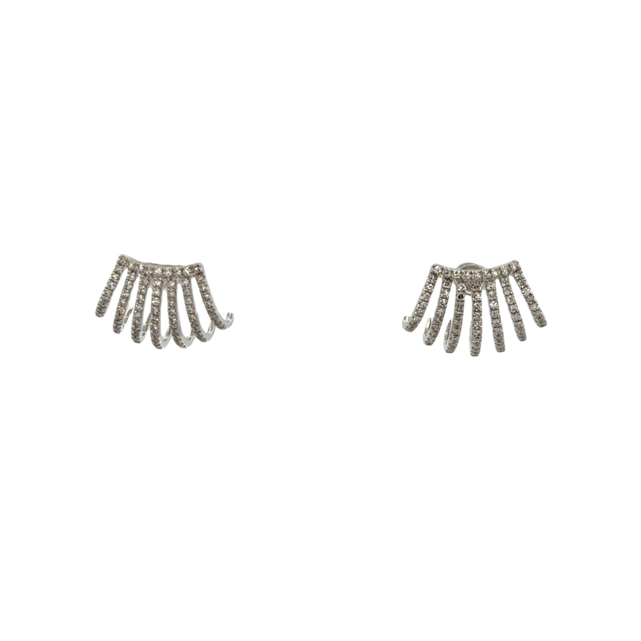 D0.36CT 14KW SEVEN ROW PAVE JACKET EARRINGS - C'SANTOS