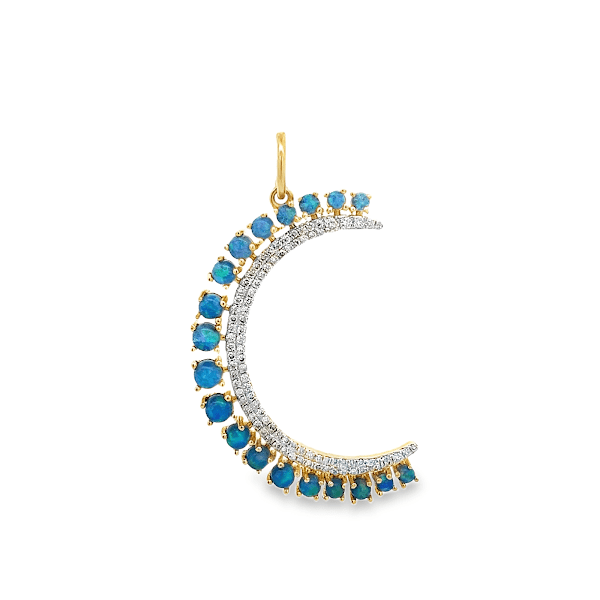 D0.36CT 14KY HALF MOON CHARM OPA1.50CT - C'SANTOS