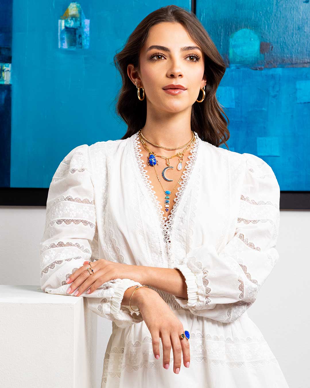 D0.44 14KY OPAL TURQUOISE AGUAMARINE TANZANITE NECKLACE - C'SANTOS