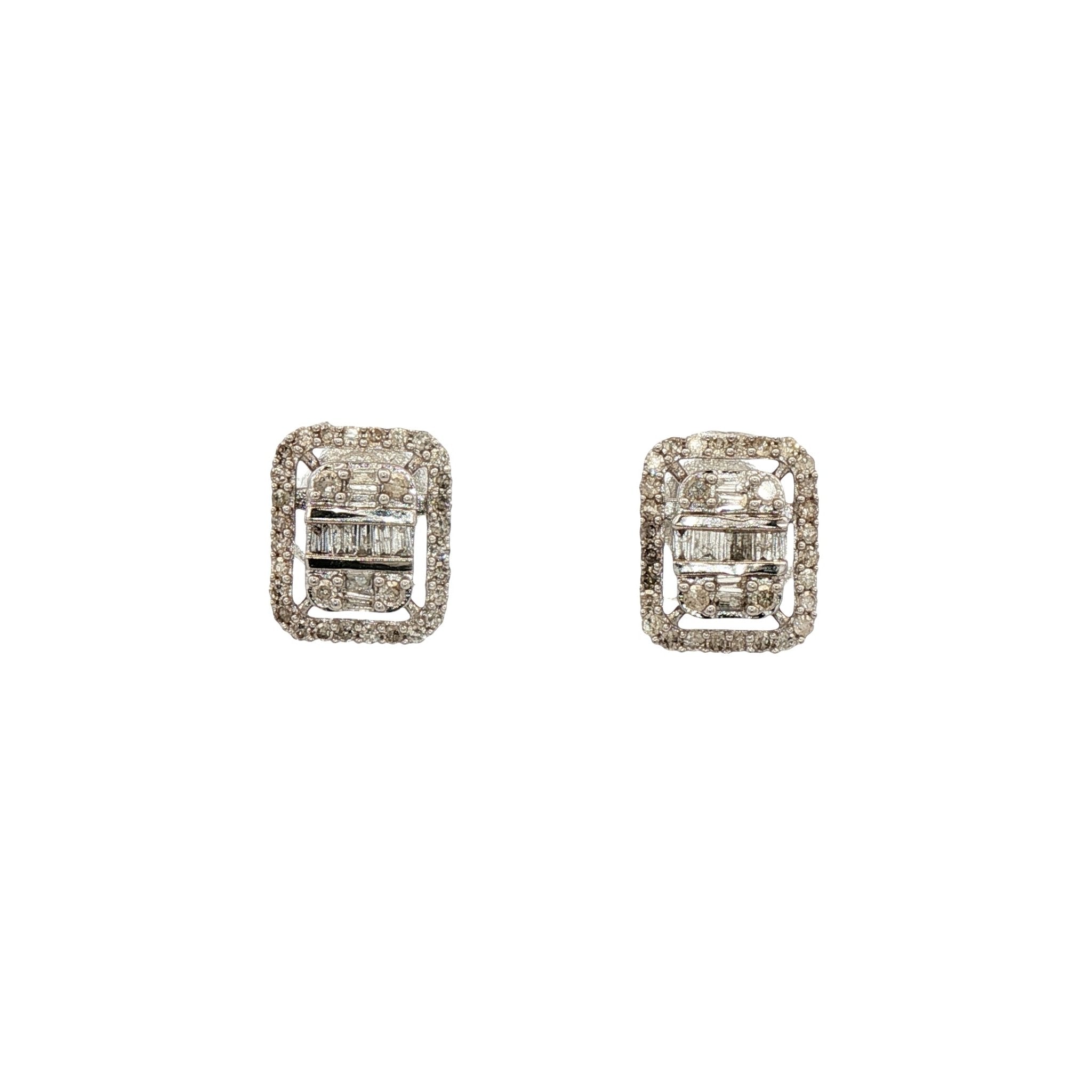 D0.50CT 14KY HALO SQUARE EARRINGS - C'SANTOS