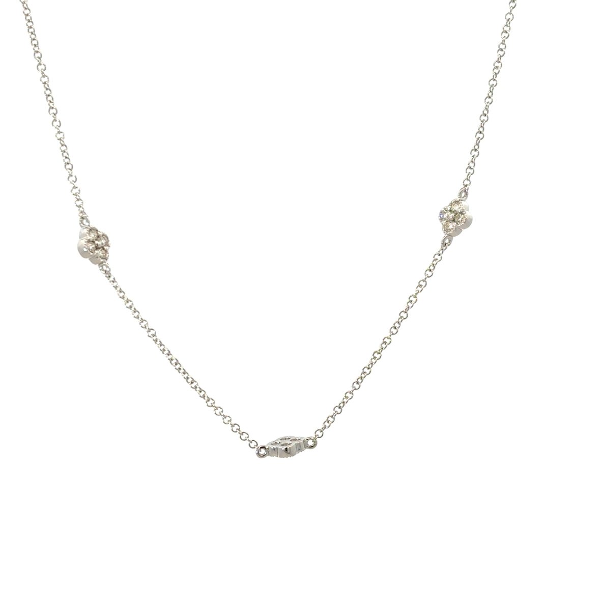 D0.52CT 14KW STATION SEVEN MINI CLOVER NECKLACE - C'SANTOS