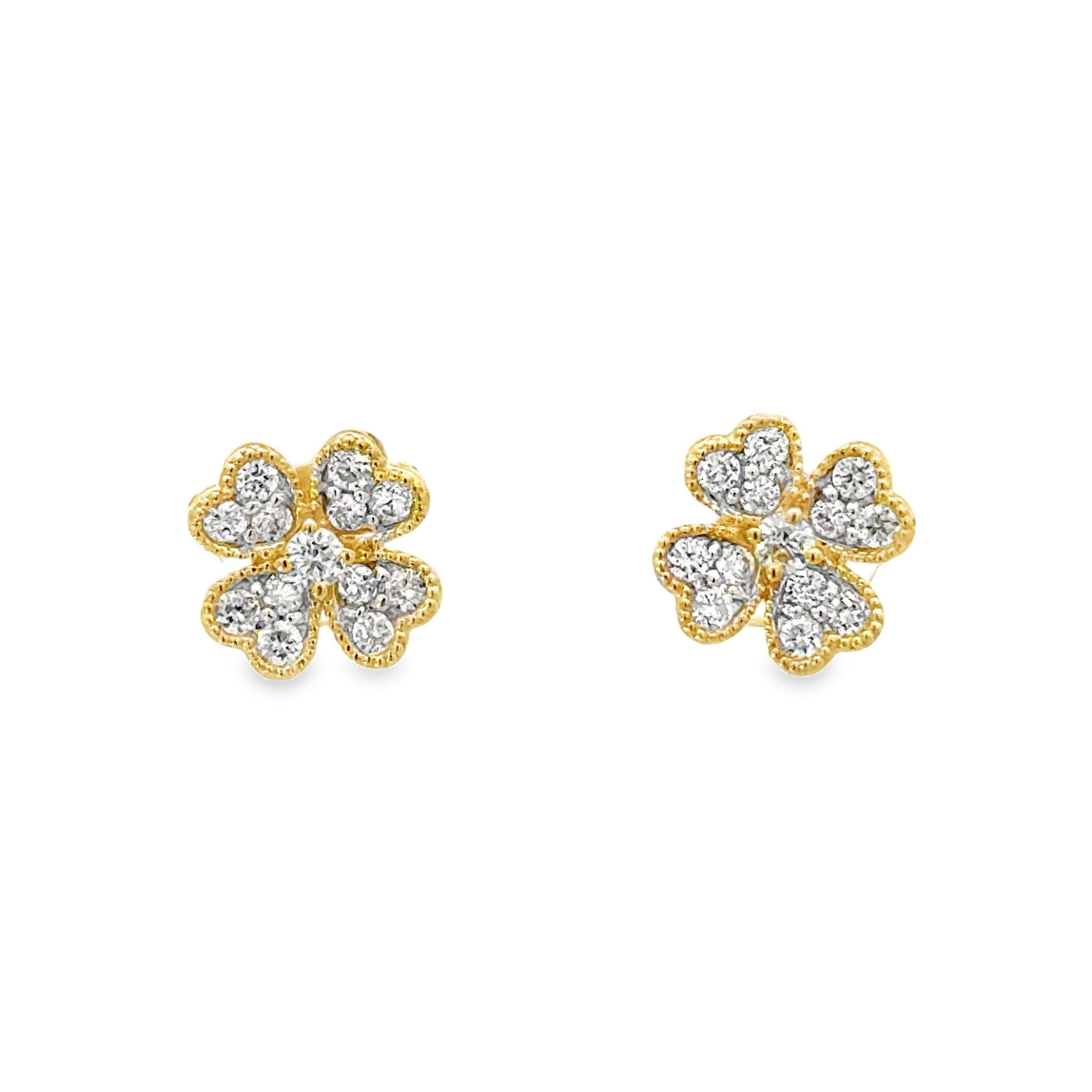 D0.59CT 14KY HEART FLOWER EARRINGS - C'SANTOS