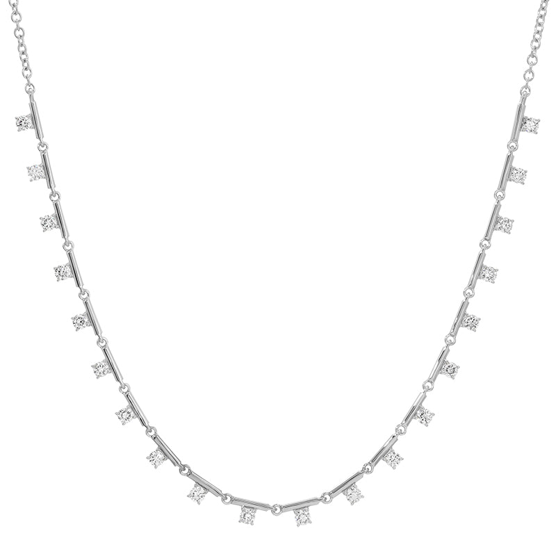 D0.70CT 14KW BAR DIAMOND 13CM NECKLACE - C'SANTOS