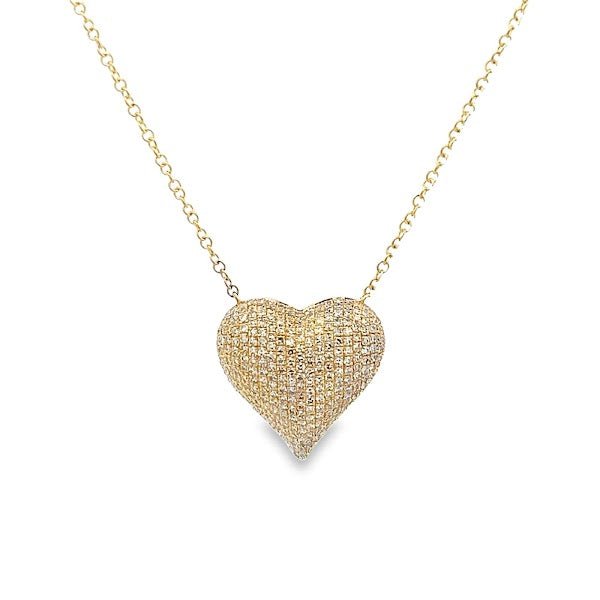 D0.71CT 14KY CHUNKY HEART PAVE NECKLACE - C'SANTOS