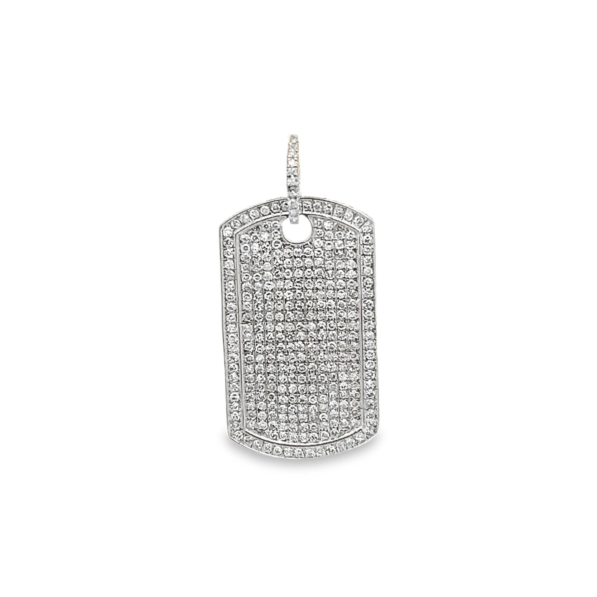 D0.74CT 14KW TAG PAVE PENDANT - C'SANTOS