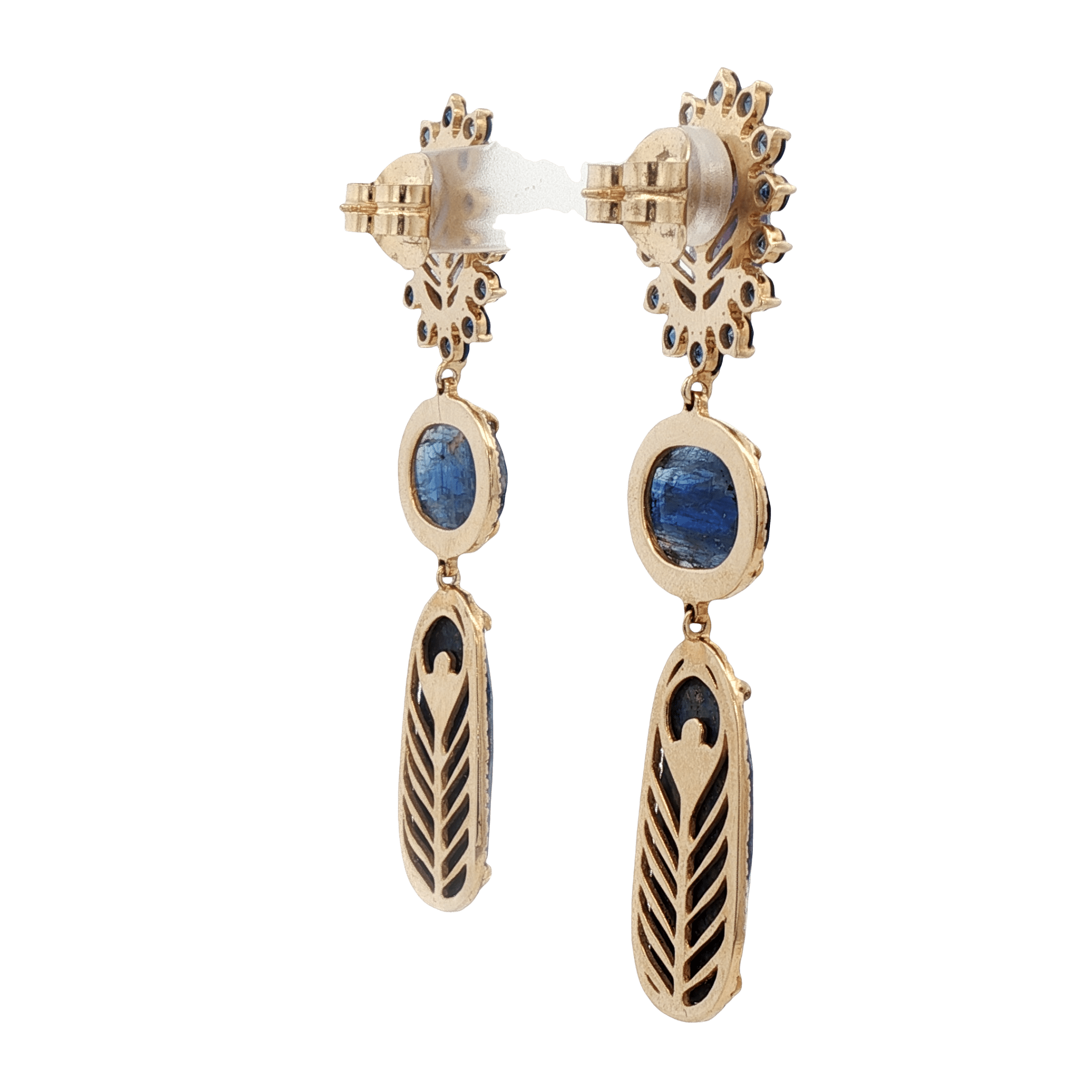 D1.04CT 14KY EARRINGS LAPISLAZULI 4CT TANZANITE 2CT AND KYANITE 1.8CT - C'SANTOS