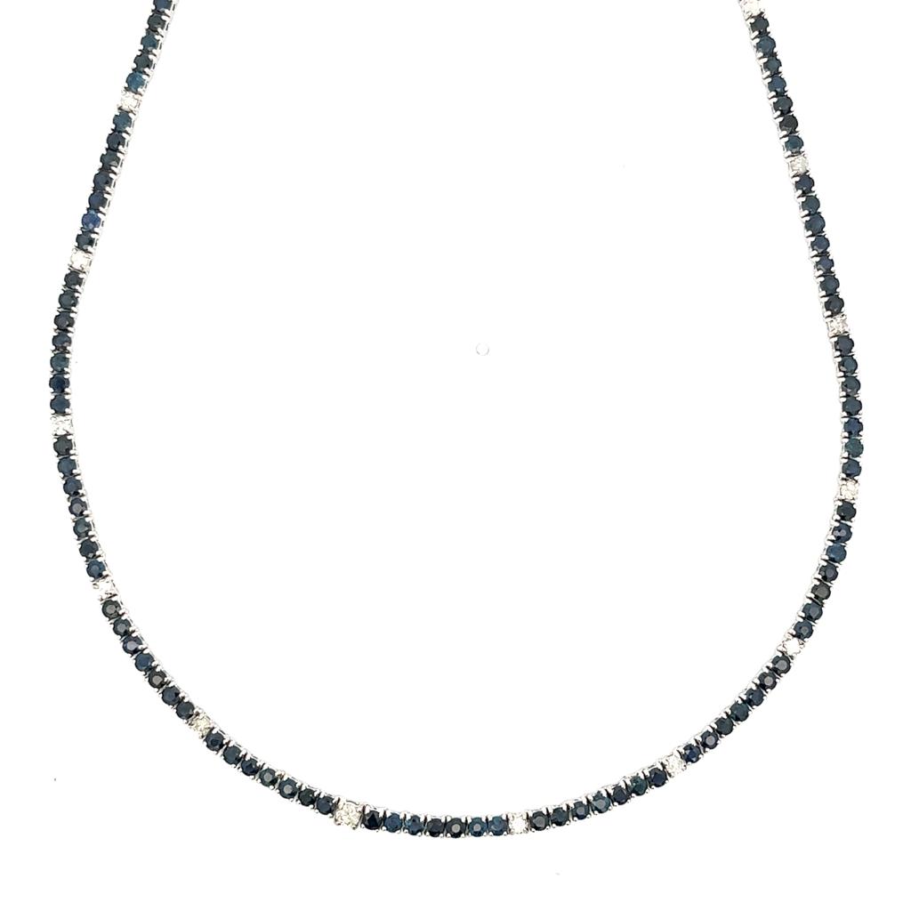 D1.30 18KW SAPPHIRE 12.50CT TENNIS NECKLACE - C'SANTOS